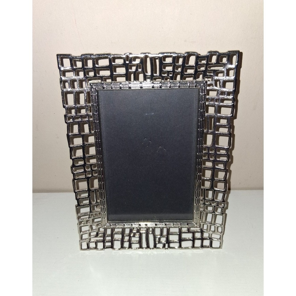 Modern Silver Tone Openwork Mosaic Picture Frame 4x6 Sheffield Home